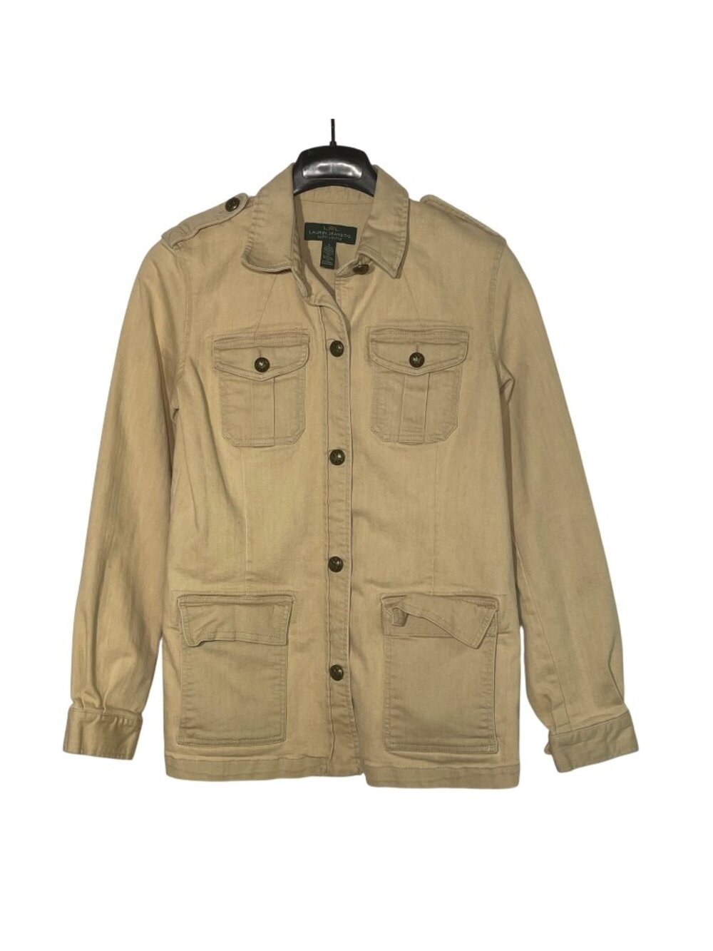 Lauren Jeans Co. Ralph Lauren Denim Utility Military Belted Chore Jacket Sz SM